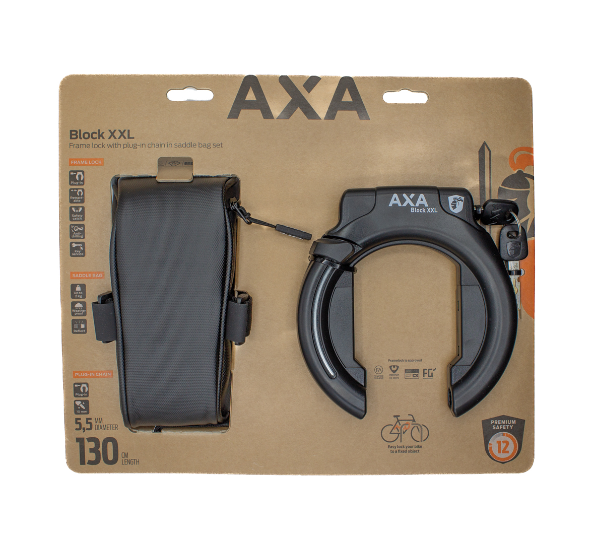 AXA Block XXL Retractable + ULC 5,5-130 + bag set | AXA Bike
